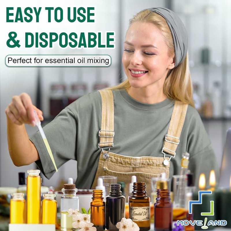 moveland 100 PCS 3ML Dropper Pipettes Essential Oil Transfer, Disposable