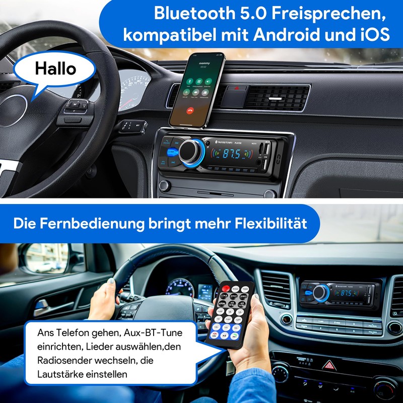 Autoradio Bluetooth,CENXINY Auto Radio Bluetooth 1Din Autoradio mit Bluetooth FM
