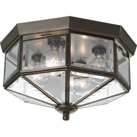 Progress Lighting P5789-20 Beveled Glass Close-to-Ceiling, 12-Inch Diameter x 7-Inch Height, Bronze