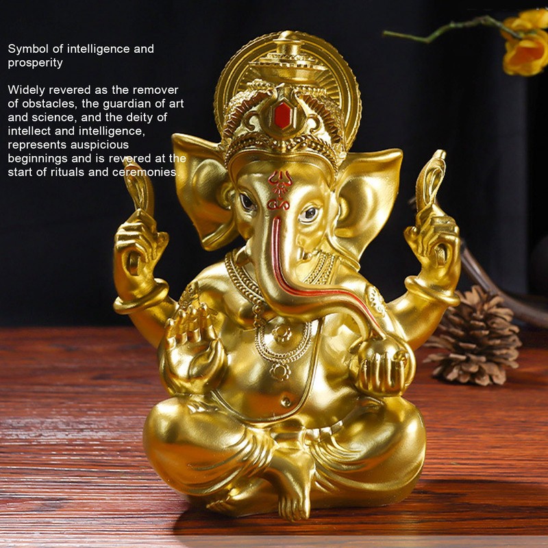 Indian Ganesha Statue Elephant Hindu God Sculpture Resin Decorative Indian