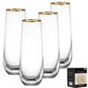 WIEJDEOOL Champagne Flutes Set of 4, Gold Rimmed Champagne Glasses