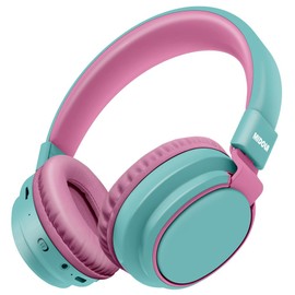 MIDOLA Kids Headphones Bluetooth 5.3 Wireless 60H Play Time Volume Limited 85/110dB Over Ear Foldable Protection Headset/Wired Aux Built-in Mic for Boy Girl Travel School Pad Tablet Cyan