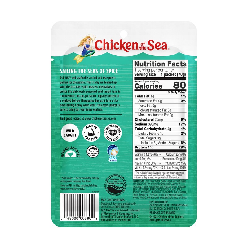 Chicken of the Sea Wild Caught Light Tuna, Chili Lime,