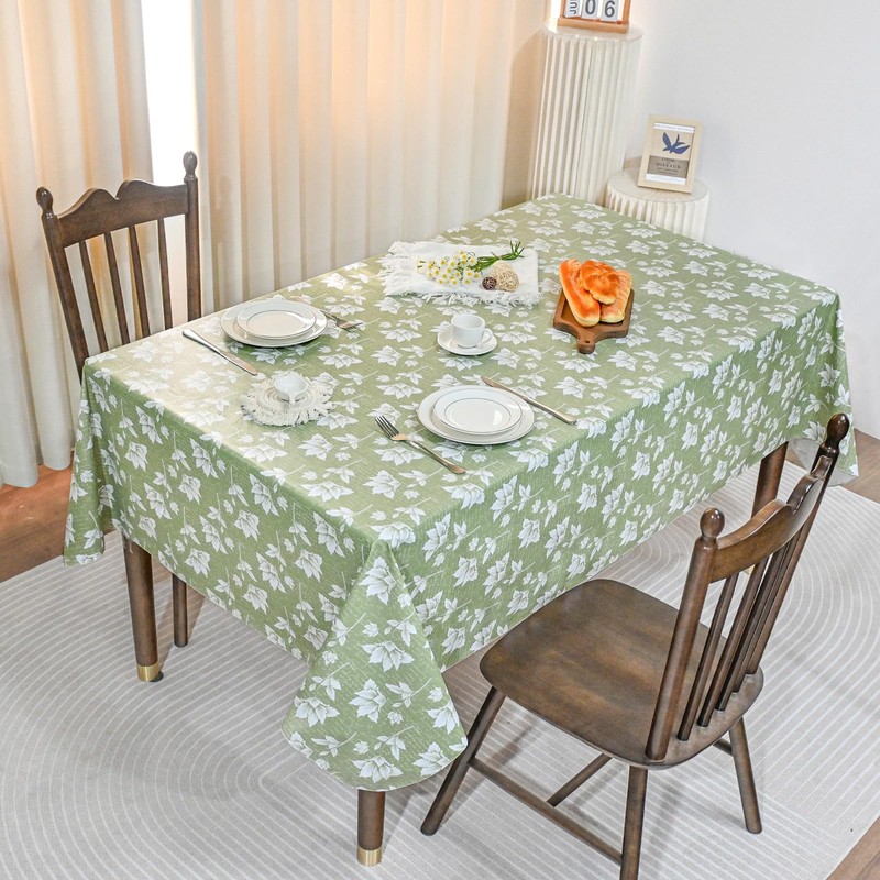 Xirggur Rectangle Waterproof Vinyl Table Cloth, Flannel Backed Tablecloth, Wipeable