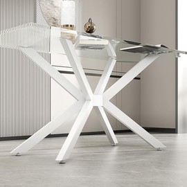 Modern Table Base 29" Metal Dining Table Legs with Suction Cups, Desk Base for Marble,Glass,Wood Top, Furniture Legs for Coffee Table, Home,Kitchen, Office (White)