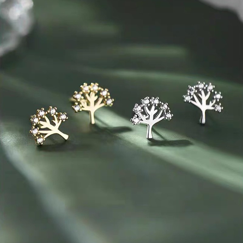 Women's Silver Cubic Zirconia Stud Earrings, Hypoallergenic, Simple Earrings, For