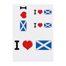 4 x 'I Love Scotland' Temporary Tattoos - Water Resistant, Skin-Safe, Non-Toxic Transfers, Mixed Sizes (TO00053601)