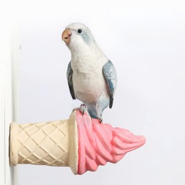 Bird Toy, Parrot Cage Chewing Toys, Parrot Perch Stand, Ice Cream Shape Totoro Squirrel Hamster Calcium Teeth Mouth Molar Grinding Stone Parrot Beak Stone Stand Platform (Small)