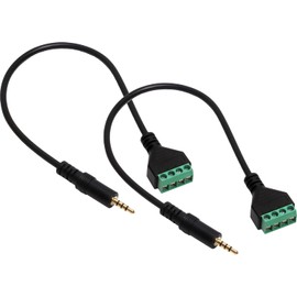 Audio Fan 3.5mm Cable, 4 Poles, Terminal Blocks, 3.5 Stereo Mini Plug, Terminal Conversion Cable, Approx. 11.8 inches (30 cm), Set of 2