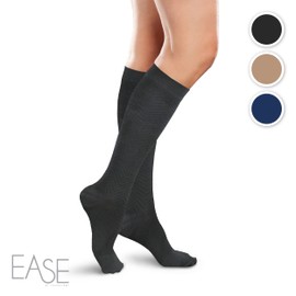 Ease Opaque Women's Moderate 20-30mmHg Compression Chevron Trouser Socks (Khaki, Small Long)
