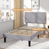 VECELO Twin Size Platform Bed Frame with Adjustable Upholstered Headboard,