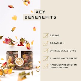 Rosie Rose Edible Rose Petals Sunset Mix, 20 g Dried Flowers for Wedding Cakes, Baking & Cooking, Natural Rose Petals as Decoration for Cakes and Food