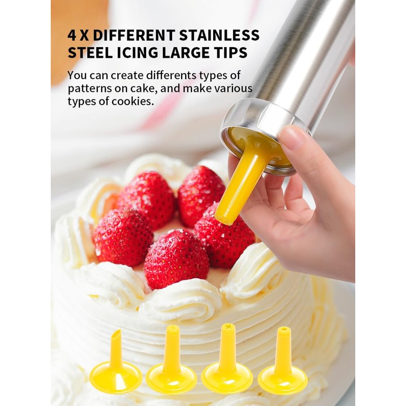 Professional Aluminum Cookie Press Set with 20 Discs & 4