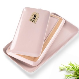 AmorArc Serving Platters Set of 3,16"/14.3"/12.6" inch Serving Tray for Dinner,Pasta,Salad,Dessert,Turkey,Fish, Fruit,Bread,Ceramic Serving Dish Microwave & Dishwasher Safe-Pink