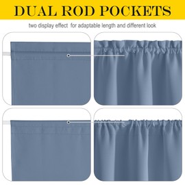 NICETOWN Stone Blue Door Window Curtains for Doorway, Farmhouse French Door Curtain Thermal Insulated Blackout Shade for Patio Kitchen Bathroom Window, 1 Panel, 36" W x 80" L