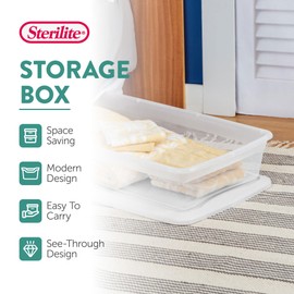Sterilite 12-Pack 41 Quart Storage Box, Stackable Clear Plastic Bins with Snap-On Lids - Heavy-Duty Organizing Containers for Closet, Bathroom, and Office