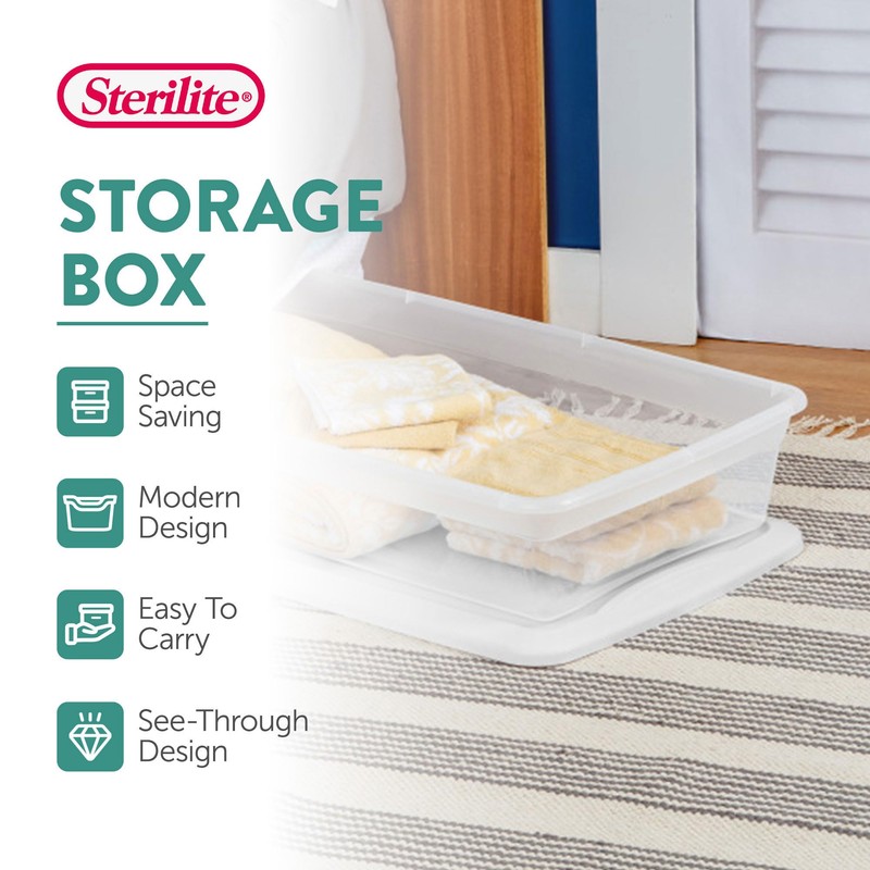 Sterilite 12-Pack 41 Quart Storage Box, Stackable Clear Plastic Bins