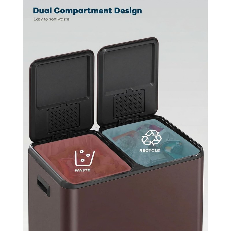 ComfyCorner 16 Gal (2 x 30 L) Dual Trash Can,