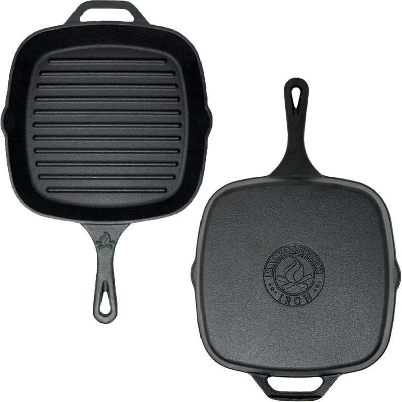 Backcountry Iron 8 Inch Square Grill Pan Medium Pre-Seasoned Cast