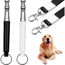 2 Pack Dog Whistle Against Barking, Used for the Back Call, Dog Whistle Against Barking, Dog Whistle High Frequency Silent, Adjustable Dog Whistle Against Barking with Neck Strap, with Lanyard