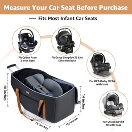 Tonyeee Infant Car Seat Travel Bag with Wheels Fits Chicco KeyFit 30,Nuna Pipa,UPPAbaby MESA, Padded Car Seat Bags for Airplane, Gate Check Bag with Side Pocket, Removable Cover for Air Travel, Black