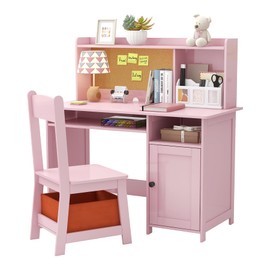 TaoHFE Pink Toddler Table and Chair Set,Wooden Kids Table and Chairs for Studying and Crafting, Kids Desk with Storage Kids Bedroom Furniture, Kids Table as Wonderful Gifts for Girls, Pink