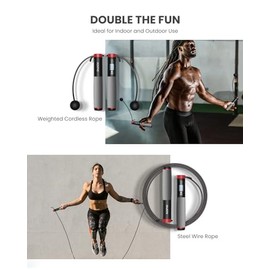 RENPHO - Cuerda de saltar inalámbrica, cuerda de saltar con contador, cuerdas de saltar para fitness, cuerda de saltar inteligente para crossfit, gimn