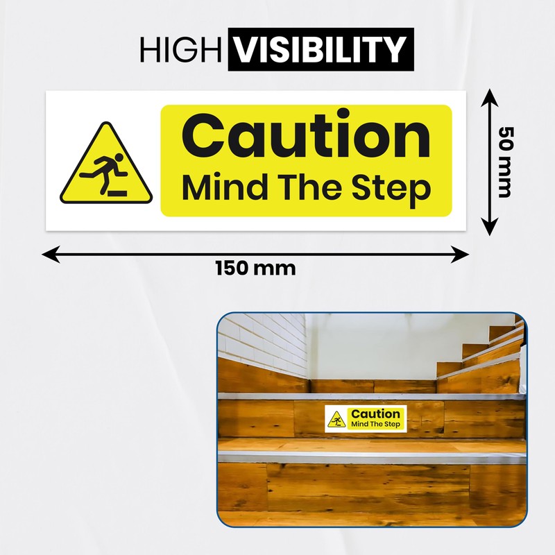 Stcky 5 x Caution Mind the Step Vinyl Stickers 150
