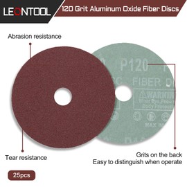 LEONTOOL Aluminum Oxide Resin Fiber 25pcs 4-Inch Resin Fiber Sanding Discs Center Hole 120 Grit Sanding Disc for Angle Grinders