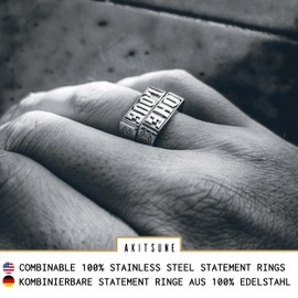 Akitsune Free Statement Ring | Stackable Ring Men Women Stainless Steel Designer Silver - US 6, Stainless Steel