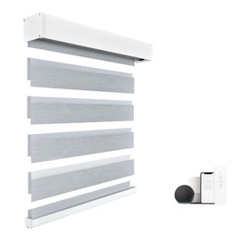 Motorized Blinds with Remote, 90% Blackout Smart Zebra Blinds, Built-in Rechargeable Electric Blinds, Automatic Blinds for Window Compatible with Alexa Google (Fine Lines Grey, 31" W x 72" H)