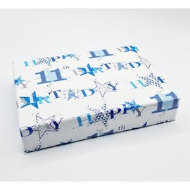 Party Angels 2 Sheets Star Design 11th Birthday Blue Boy Wrapping Paper Age 11 Gift Wrap Male (PA)