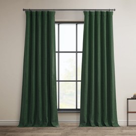 HPD Half Price Drapes Faux Linen Textured Room Darkening Curtains for Bedroom 108 Inches Long (1 Panel), 50W X 108L Curtains for Living Room Home Decor, Key Green