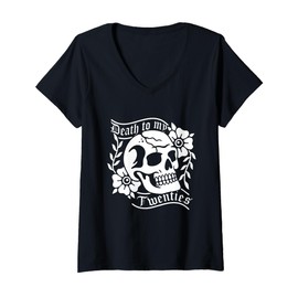 Womens Death To My Twenties Funny R.I.P 20s Vintage 30th Birthday V-Neck T-Shirt