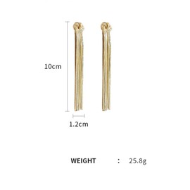 XYAYOU Trendy Tassel Long Metal Knot Linear Fringel Chain Dangle Earrings for Women Jewelry for Prom Party (gold)