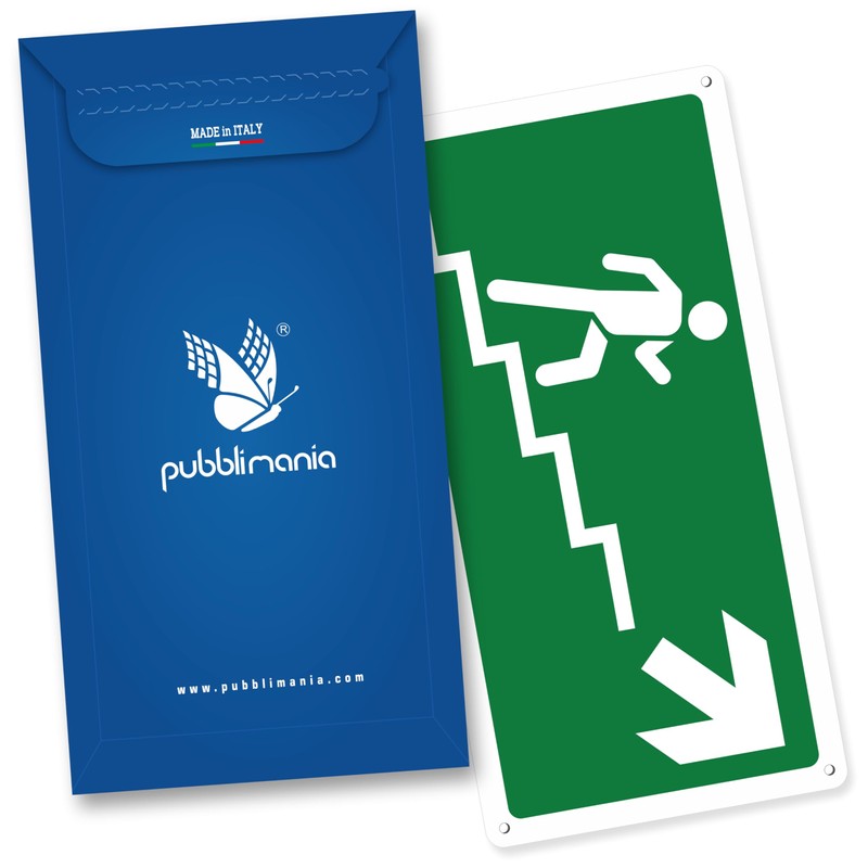 Pubblimania Staircase Ascent Right Emergency Exit | Aluminium Composite Sign