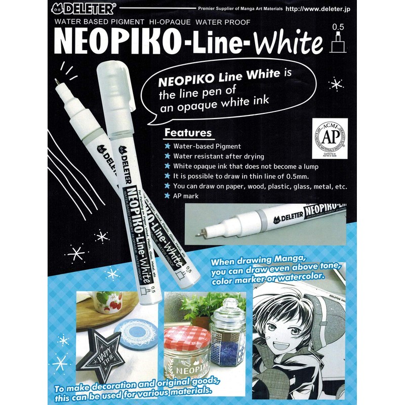 Deleter Neopiko Line White 0.5mm Liner Pen