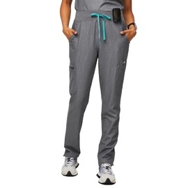 FIGS YOLA High Waisted Skinny Scrub Pants for Women - Graphite, Regular M
