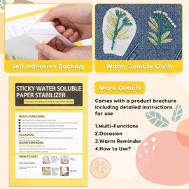 10 Pcs Water Soluble Embroidery Paper, Stick and Stitch Embroidery Paper Patterns Water Soluble Stabilizer, Printable Dissolvable Embroidery Transfer Paper for Hand & Machine Embroidery, 8.3"x11"