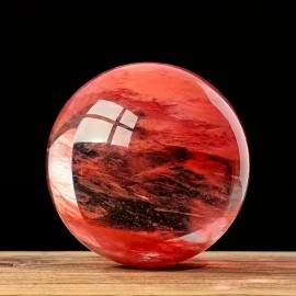 Wholesale High Quality Gemstone Polished Red Smelting Ball Fused Quartz Crystal Sphere for Meditation Home DecorColor: Red Smelting Ball, Size: 8-9cm