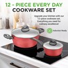 NutriChef 12-Piece Hard Anodized Nonstick Cookware Set - Induction Ready