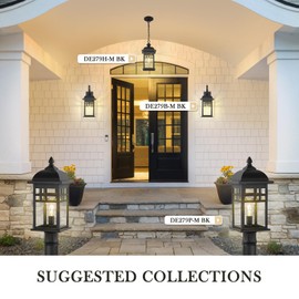 Emliviar 22 Inch Large Outdoor Lamp Post Light, Farmhouse Pole Lights for Outside Patio, Waterproof Aluminum in Black Finish with Seeded Glass, DE279P-M BK