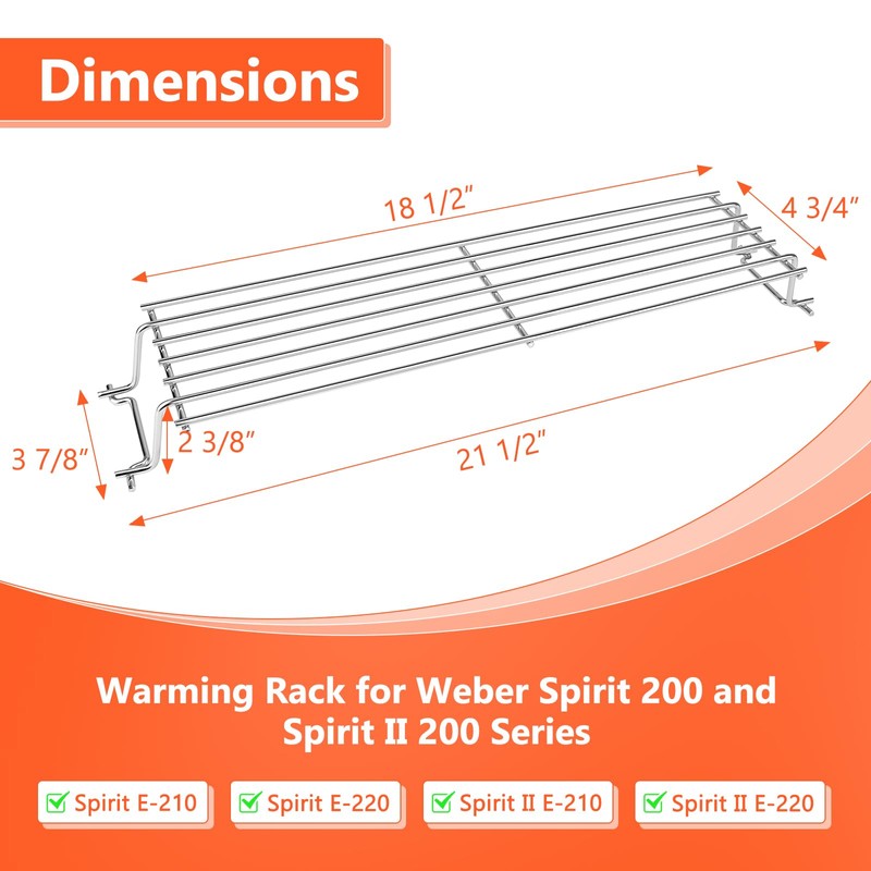 QuliMetal Stainless Steel Warming Rack for Weber Spirit 200 &