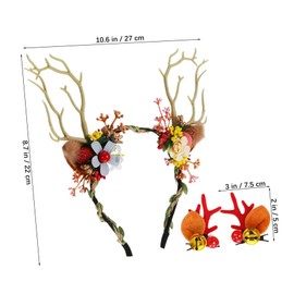CORHAD 1 Set Christmas Reindeer Antlers Headband Hair Clips Set for Women Lightweight Comfortable Deer Hair Accessories for Holiday Parties Cosplay and Themed Events