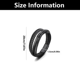 WQEDVN 2 PCS Mens Bracelets Leather, Men's Bracelets, Leather Bracelet Man, For Valentine's Day, Birthday, Wedding(Black/Brown)