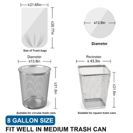 T.FORING 8 Gallon Trash Bags Drawstring 1.2 Mil - 100 Count White Medium Garbage Bags Unscented, 30 Liter Thick Plastic Trash Can Liners for Home Kitchen Bathroom