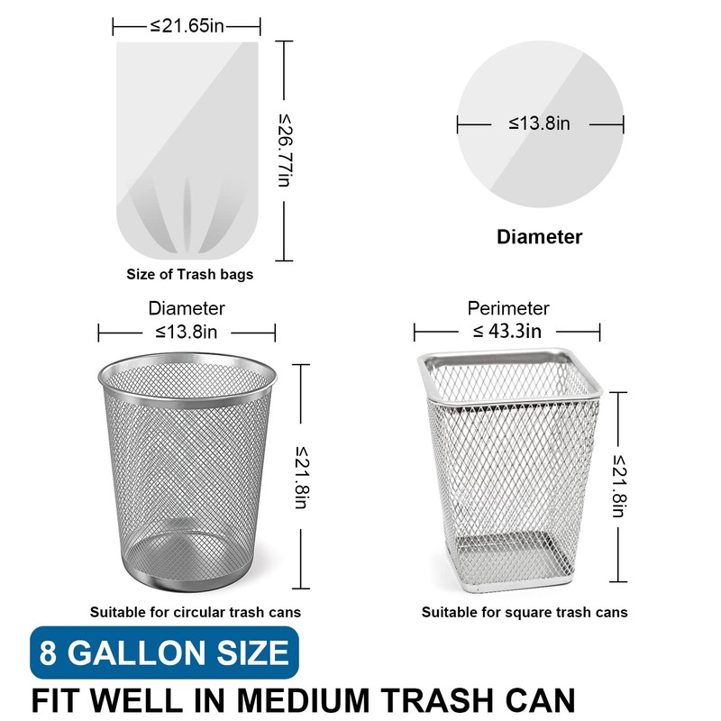 T.FORING 8 Gallon Trash Bags Drawstring 1.2 Mil - 100