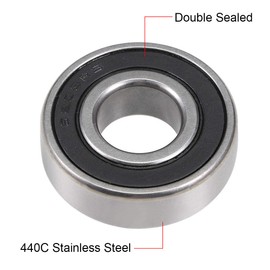 sourcing map S6203-2RS Stainless Steel Ball Bearing 17x40x12mm Double Sealed 6203RS Bearings 1-Pack
