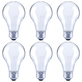 Global Value Lighting FG-03173 60-Watt Equivalent A19 Frosted Glass Filament Dimmable Vintage LED Light Bulb, (6-Pack), Daylight (5000K Kelvin)
