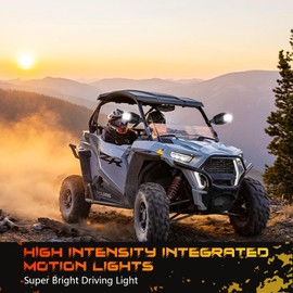 ZAMLIE UTV Side Mirrors with Lights Aluminum Fit All 1-2 Inch Roll Bar Cage, Side Rear View Mirrors with LED Spot Light Compatible with UTV ATV Can am Maverick X3 Polaris RZR XP 1000 Yamaha